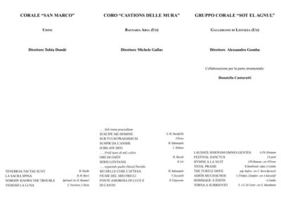 Programma Cascata di note 2018 Corale San Marco