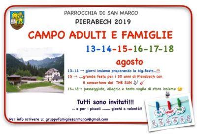 Campo adulti e famiglie 2019