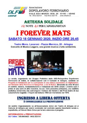 Locandina Forever Mats per l'Afghanistan