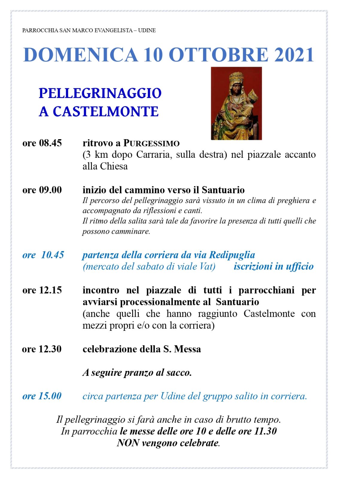 Programma pellegrinaggio a Castelmote 2021