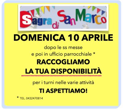 SAGRA 2022 - raccolta disponibilità turni