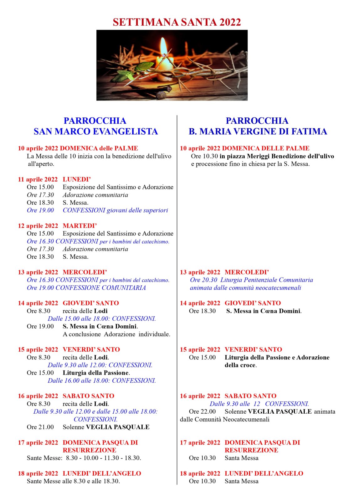 Locandina Settimana Santa 2022 