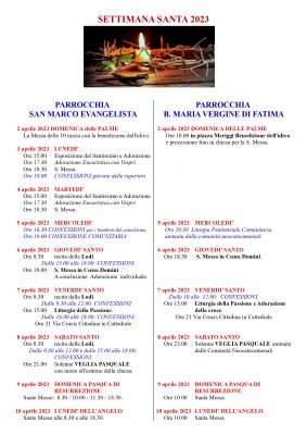 Orari settimana Santa 2023