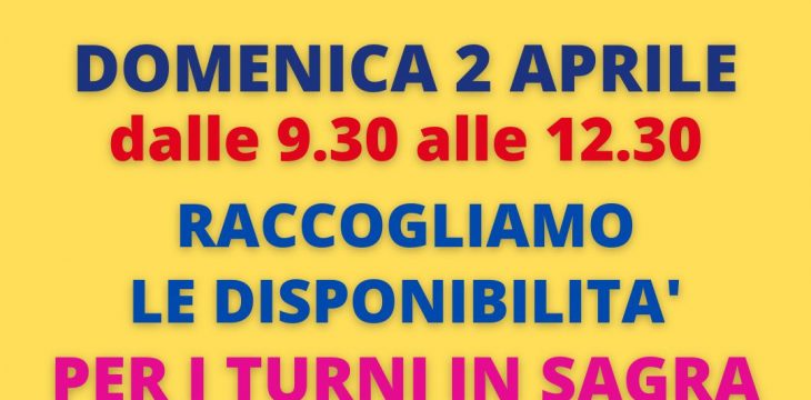 Raccolta turni sagra di San Marco 2023