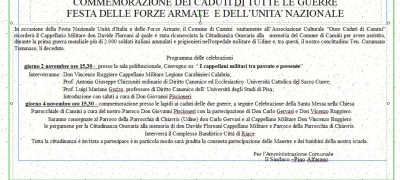Commemorazione caduti di tutte le guerre programma