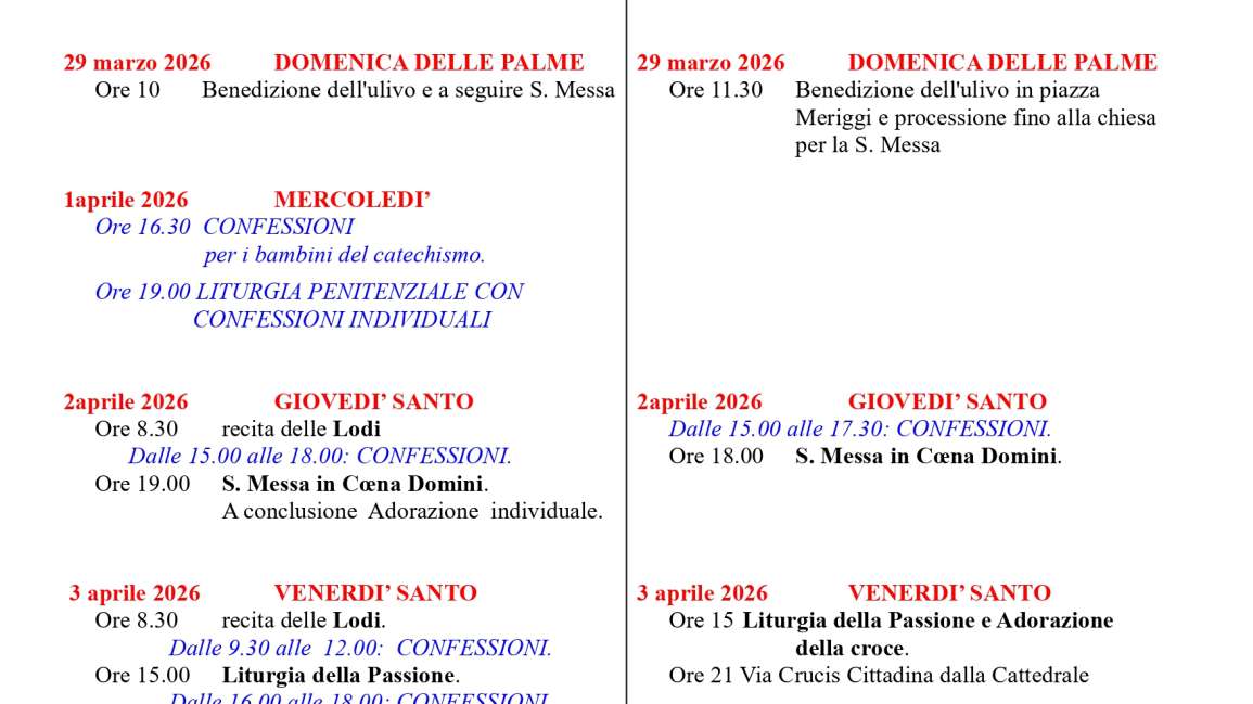 Appuntamenti della Settimana Santa
