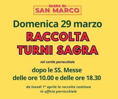 Raccolta turni sagra 2026