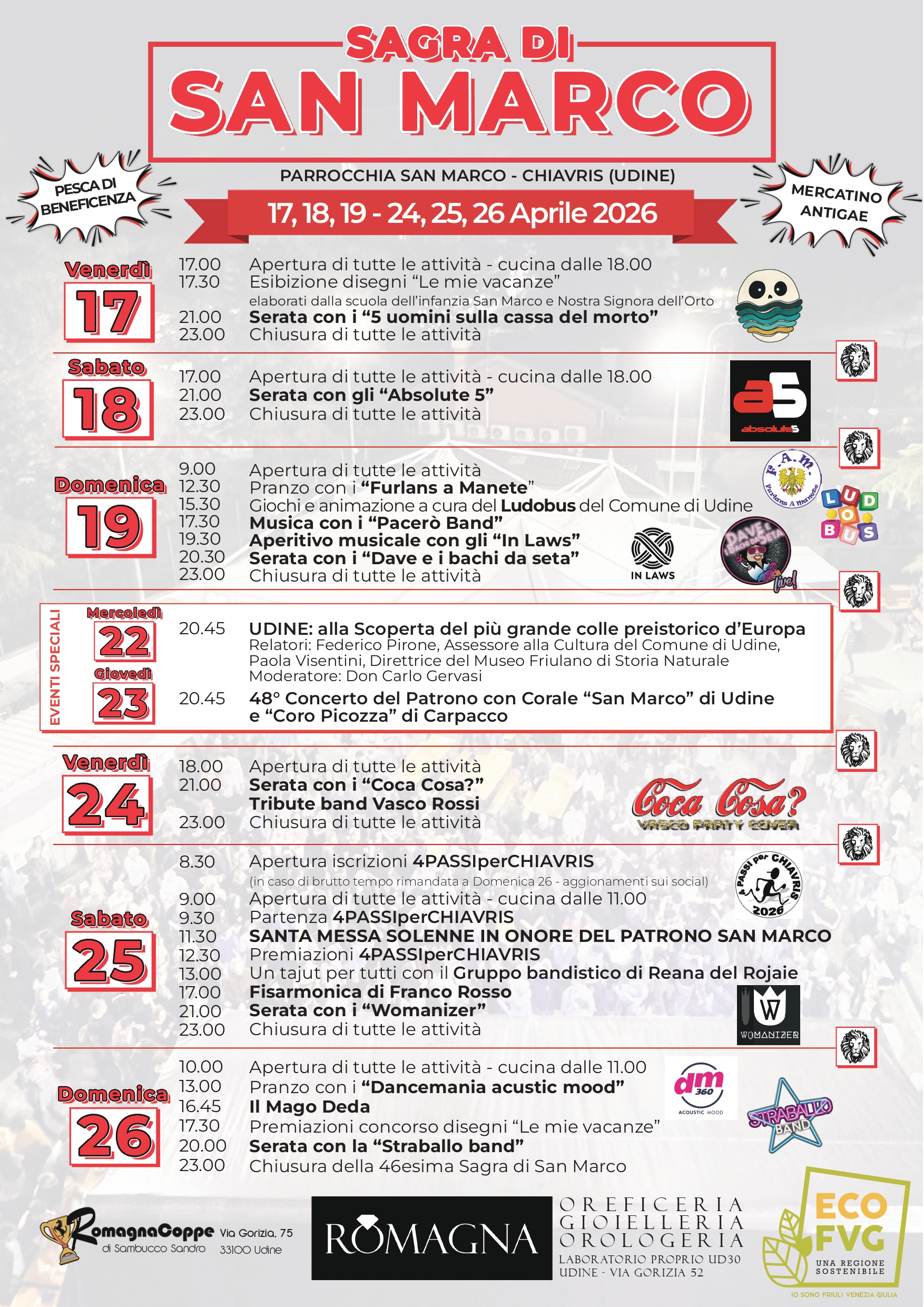 Programma sagra di San marco 2026